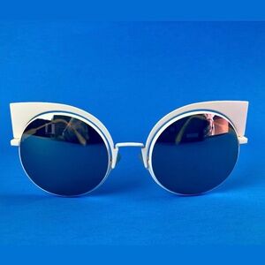 Fendi FF 0177/S White Cat-Eye Round Sunglasses